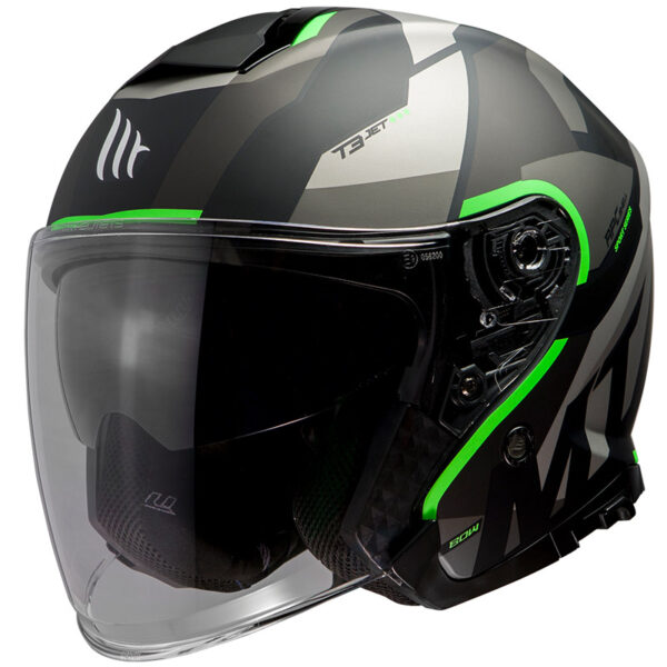 Otvorená prilba na motocykel MT Thunder 3 SV Bow čierno-šedo-fluo zelená Veľkosť: XL