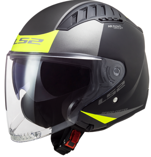 Otvorená prilba na motocykel LS2 OF600 Copter Urbane čierno-fluo žltá Veľkosť: S