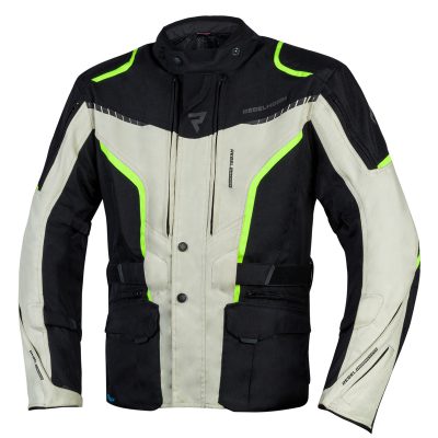Bunda na motocykel Rebelhorn Hiker III čierno-sivo-fluo-žltá