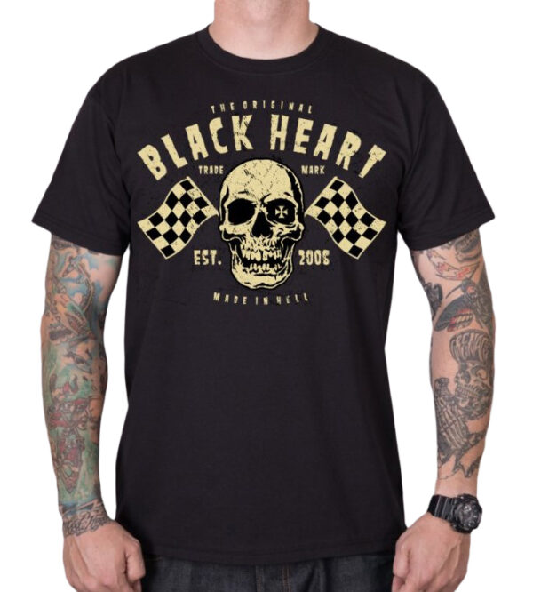 Pánske tričko Black Heart Flag Skull Veľkosť: 3XL