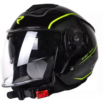 Otvorená prilba na motocykel Street Racer Pilot čierno-žltá