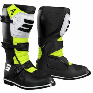Detské topánky na motorku Shot Race 2 čierno-bielo-fluo žlté