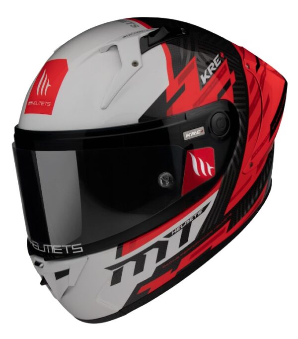 Integrálna prilba na motocykel MT FF103PLUSC KRE+ Carbon Brush A5 čierno-bielo-červená Veľkosť: XL