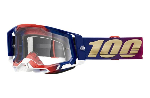 Motokrosové okuliare 100% RACECRAFT 2 United červeno-modré (číre plexi)