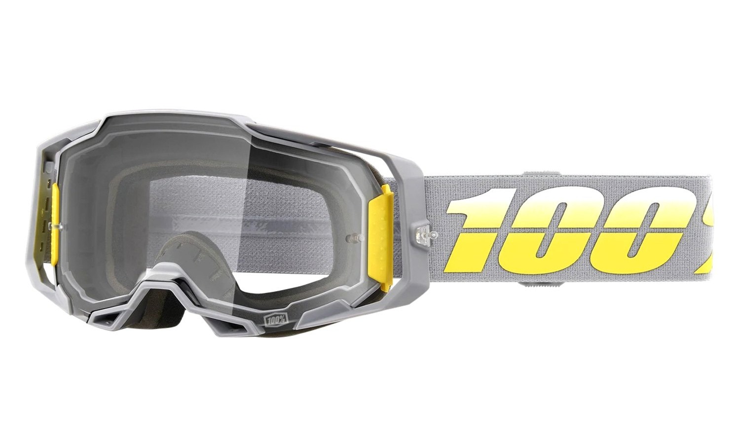 Motokrosové okuliare 100% ARMEGA Complex žlto-sivé (číre plexi)
