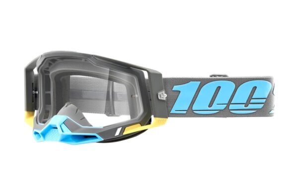 Motokrosové okuliare 100% RACECRAFT 2 Trinidad tyrkysovo-sivé (číre plexi)