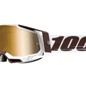 Motokrosové okuliare 100% RACECRAFT 2 Snowbird hnedo-biele (zlaté plexi)