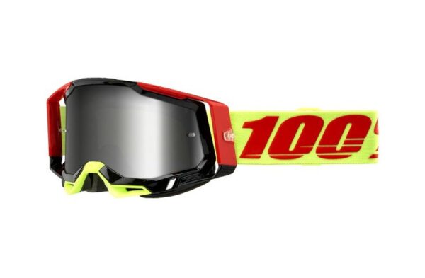 Motokrosové okuliare 100% RACECRAFT 2 Wiz červeno-žlté (strieborné plexi)