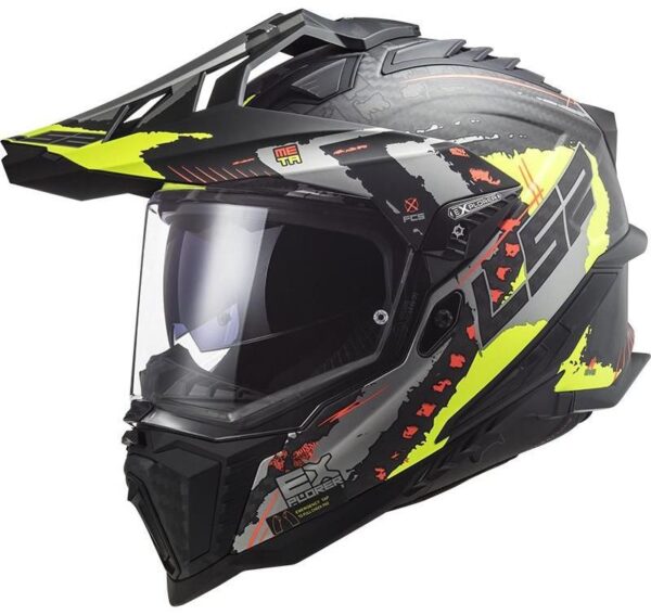 Enduro prilba LS2 MX701 Explorer C Extend čierno-šedo-fluo žltá Veľkosť: XL