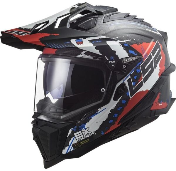 Enduro prilba LS2 MX701 Explorer C Extend čierno-modro-červená Veľkosť: XS