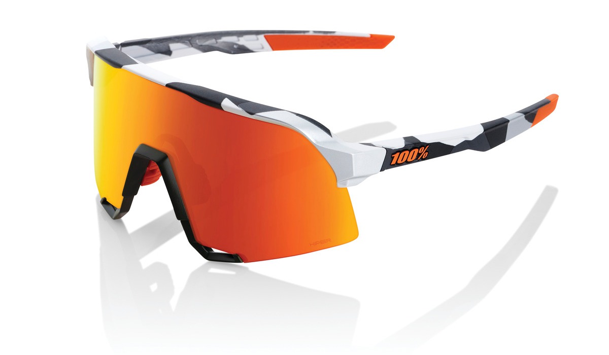 Slnečné okuliare 100% S3 Soft Tact Grey Camo oranžovo-čierno-biele (červené chróm sklo)