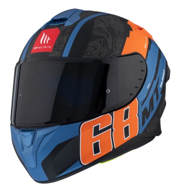Integrálna prilba na motocykel MT FF106 Pro Targo Pro Welcome D4 čierno-modro-oranžová Veľkosť: XL