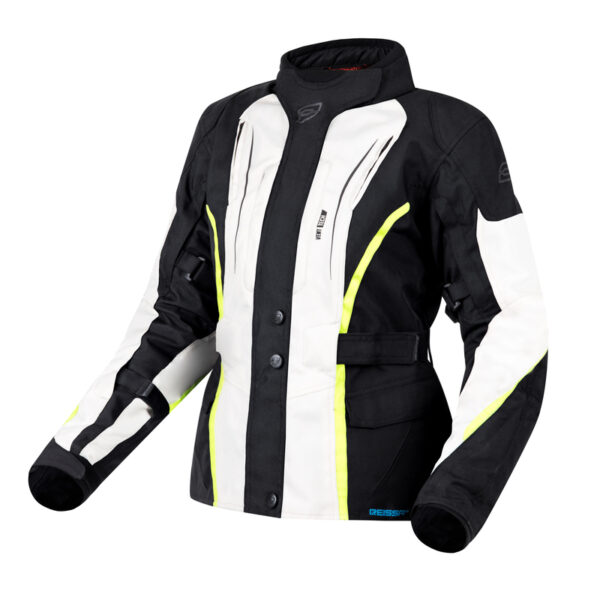 Dámská bunda na motocykel Ozone Sahara čierno-sivo-fluo žltá Veľkosť: 7XL