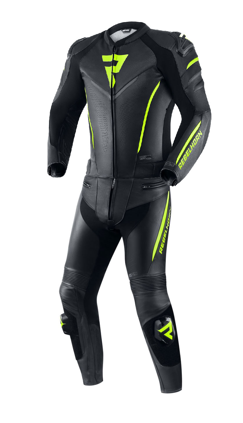 Kombinéza na motocykel Rebelhorn Fighter čierno-fluo žltá Veľkosť: 54