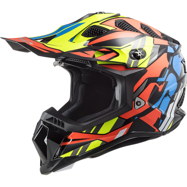 Motokrosová prilba LS2 MX700 Subverter Rascal čierno-modro-oranžovo-fluo žltá Veľkosť: M