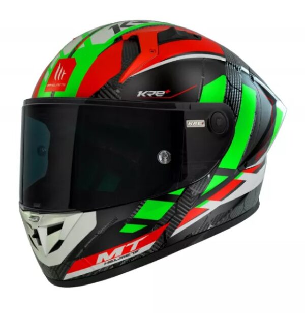 Integrálna prilba na motocykel MT KRE+ Carbon Longlap čierno-zeleno-červená Veľkosť: XL