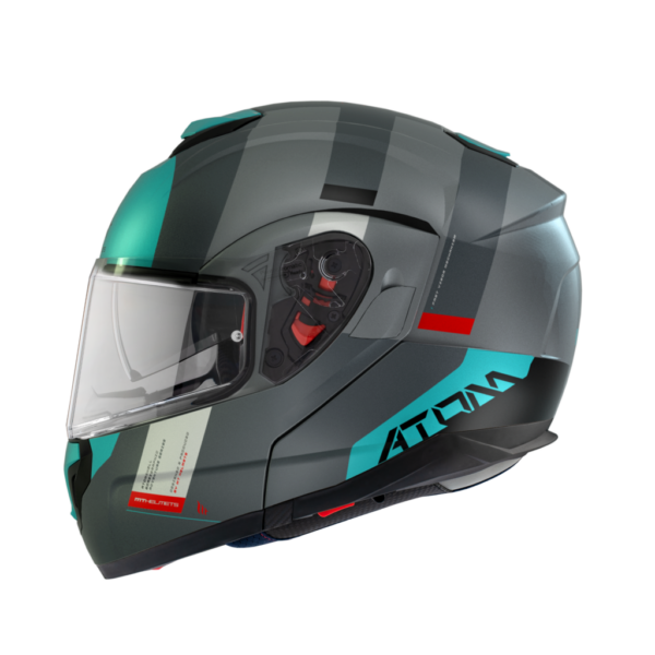 Vyklápacia prilba na motocykel MT Atom SV Gorex C2 sivo-tyrkysová Veľkosť: S