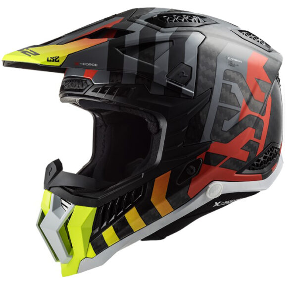 Motokrosová prilba LS2 MX703 C X-Force Barrier H-V čierno-šedo-červeno-žltá Veľkosť: L
