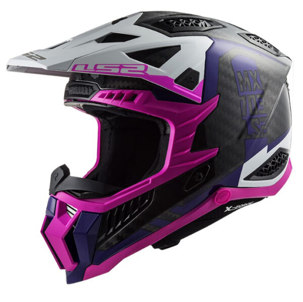 Motokrosová prilba LS2 MX703 C X-Force Victory čierno-bielo-fialovo-ružová Veľkosť: S