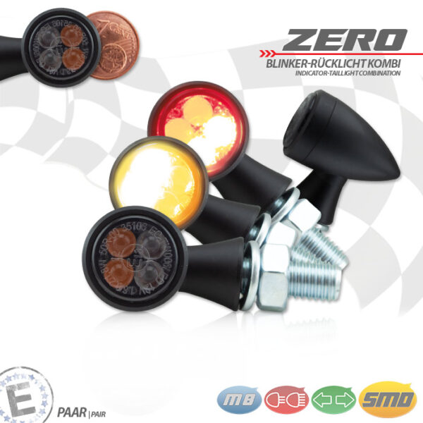 HS MOTO LED SMEROVKY ZERO ČIERNE S KONCOVÝMI SVETLAMI