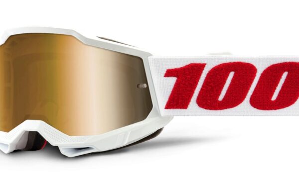 Detské motokrosové okuliare 100% ACCURI 2 biele (zlaté plexi)