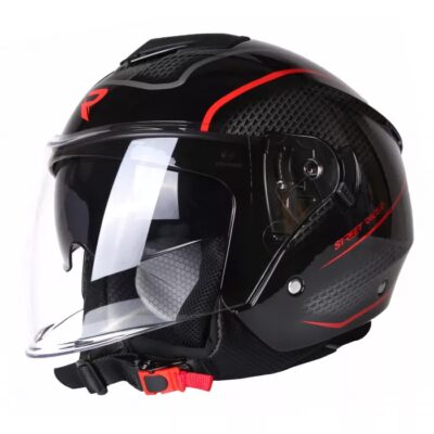 Otvorená prilba na motocykel Street Racer Pilot čierno-červená