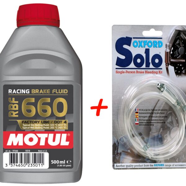 SET: Brzdová kvapalina Motul + sada pre odvzdušnenie brzdovej kvapaliny Oxford